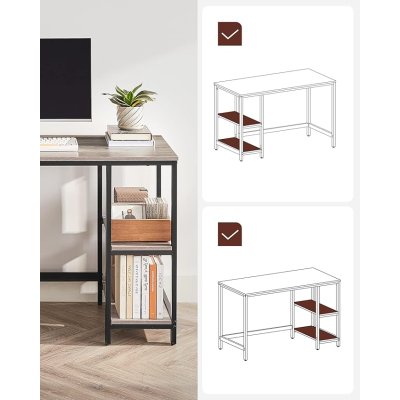  INDUSTRIAL -Stolik pod komputer-biurko, wąski stolik 120 x 60 x 76 cm  szaro-czarny