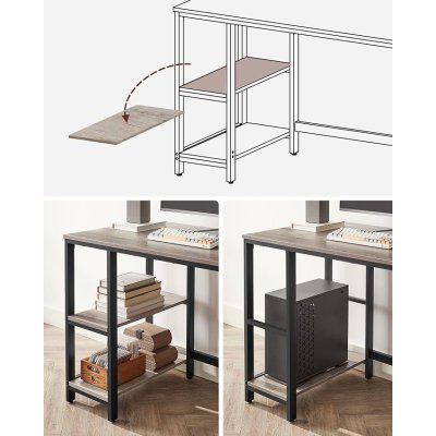  INDUSTRIAL -Stolik pod komputer-biurko, wąski stolik 120 x 60 x 76 cm  szaro-czarny