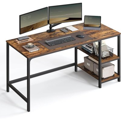 INDUSTRIAL - Stolik pod komputer-biurko 140 x 60 x 76 cm   brązowo-czarny