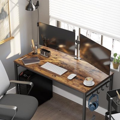  INDUSTRIAL -Stolik pod komputer-biurko, wąski stolik 120 x 60 x 75 cm  brązowo-czarny vintage