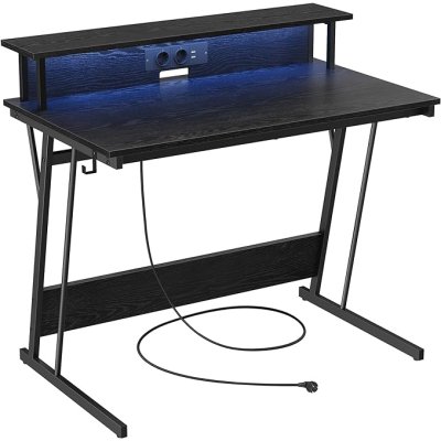 INDUSTRIAL - Mobilne biurko komputerowe, z podstawką na monitor, 100 x 50 x 90 cm,  kolor klasyczna czerń