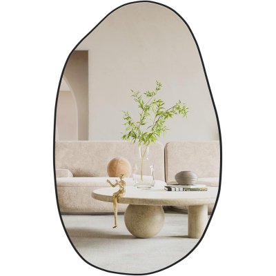  Lustro Noemi 85 cm. asymetryczne w czarnej ramie.