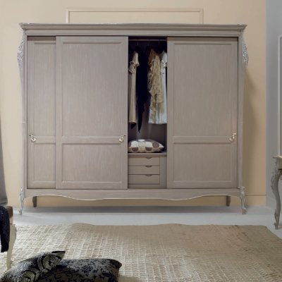  VENERE Antyczna Biel Szafa  Szafa 3 Drzwiowa 250 X 300 Przesuwna  Elegancka i  Klasyczna  Włoskie Meble Drewniane Do Sypialni