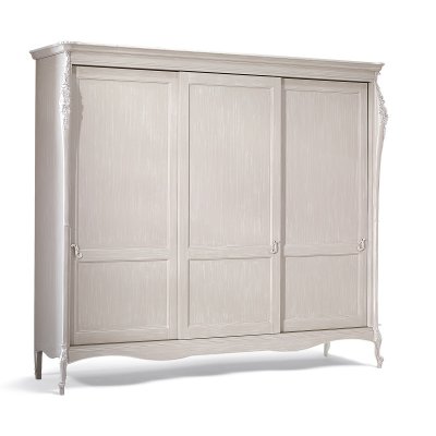VENERE Antyczna Biel Szafa  Szafa 3 Drzwiowa 250 X 300 Przesuwna  Elegancka i  Klasyczna  Włoskie Meble Drewniane Do Sypialni