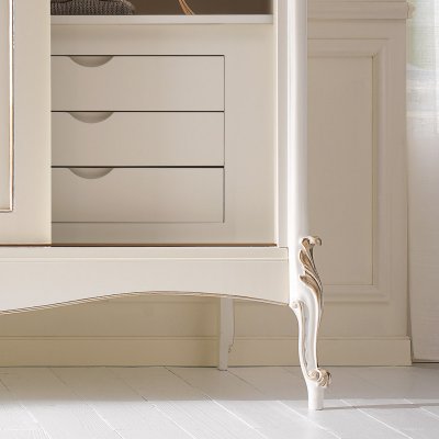  VENERE Antyczna Biel Trzydrzwiowa Szafa Przesuwna  225 X 260 cm Elegancka i  Klasyczna Włoskie Meble Drewniane Do Sypialni