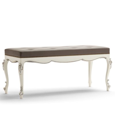VENERE Antyczna Biel  Klasyczna ławka  Elegancka i  Klasyczna Włoskie Meble Drewniane Do Sypialni