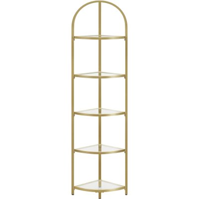   INDUSTRIAL Regał Narożny Złoty 5 Szklane Połki 287cmx28 cm x158 cm ,