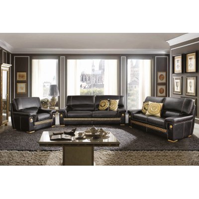  ZEUS  włoska kanapa 3 osobowa sofa z meandrem Versace  w skórze lub w tkaninie 210 × 90 × h 90 cm
