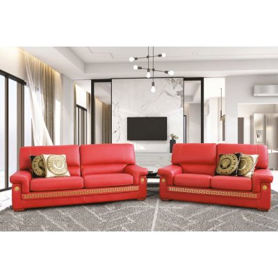  ZEUS  włoska kanapa 3 osobowa sofa z meandrem Versace  w skórze lub w tkaninie 210 × 90 × h 90 cm