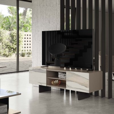    ZENITH Włoska  Komoda RTV  Meble do Salonu i Jadalni  z Cemika Optyka Marmuru