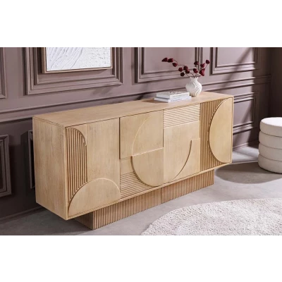 Komoda ART DECO 170 cm białe drewno mango front 3D