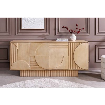  Komoda ART DECO 170 cm białe drewno mango front 3D