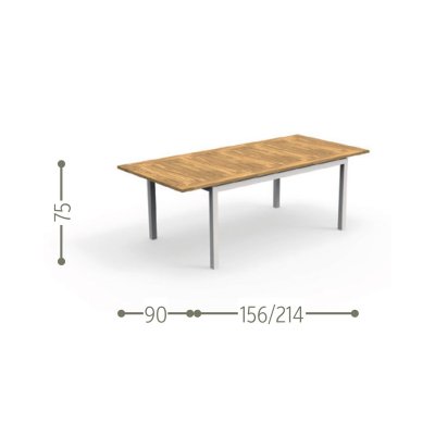  TIMBER Stół Ogrodowy  – Teak i Aluminium, Design Włoski Talenti