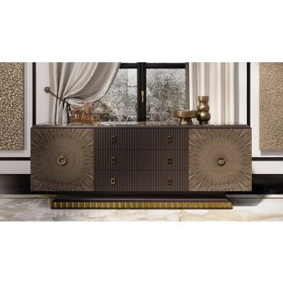 ORVIA Komoda Drewniana Z Marmurowym Blatem Portoro Gold
