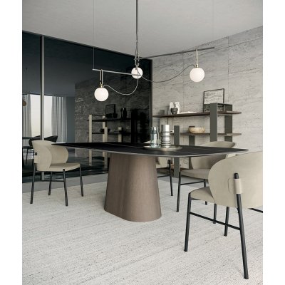 KONIKO Stół Z Centralną Stożkową Podstawą I Ceramicznym Lub Drewnianym Blatem